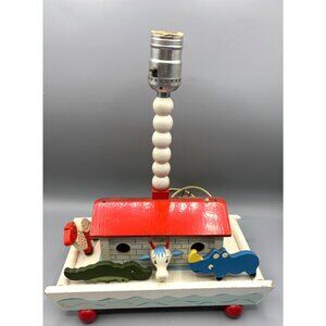 Vtg Noahs Ark Wooden Nursery Lamp Animals DOES‎ NOT WORK